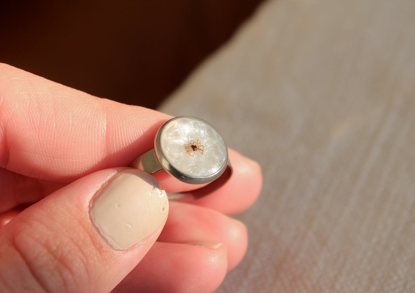 Tiny Spider Resin Ring with Adjustable Band